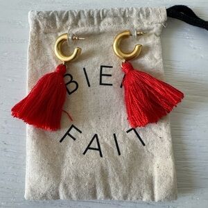 Madewell Gold and Red Tassel Earrings